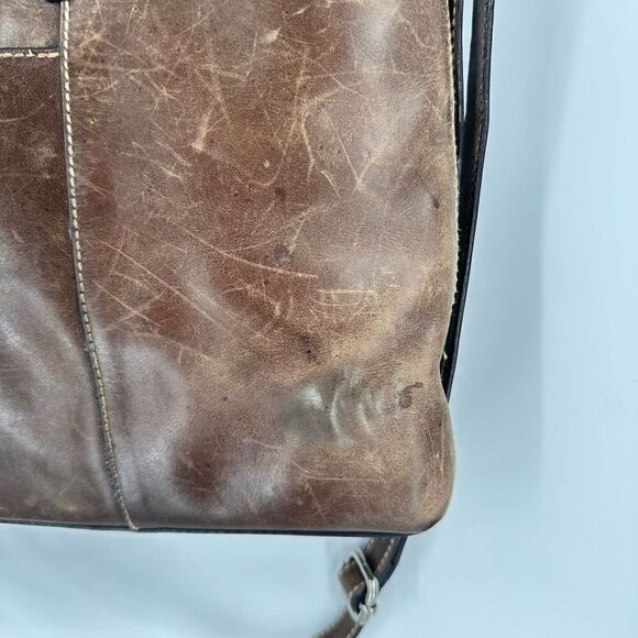 Vintage Fossil Women's Leather Messenger Shoulder Bag Handbag Dark Brown Medium - Picture 4 of 12